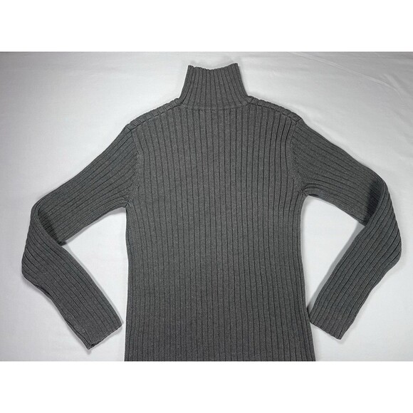VTG Abercrombie & Fitch Muscle XL Ribbed Turtleneck Sweater Gray A&F Y2K Cotton - Picture 3 of 12
